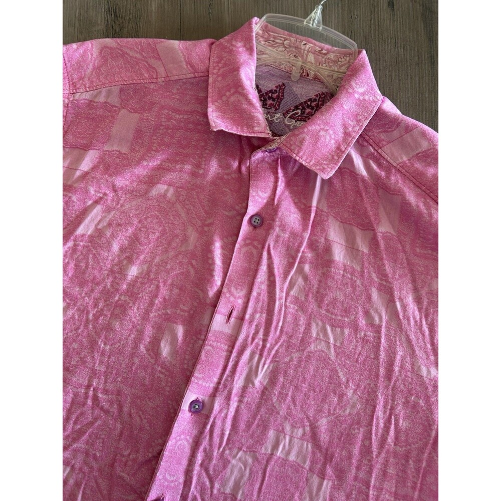 ROBERT GRAHAM MORLEY JACQUARD CLASSIC SHORT SLEEVE Size L Classic Fit Cotton